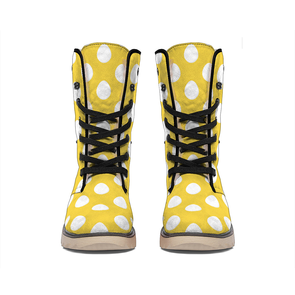 Yellow Eggs Pattern Print Winter Boots