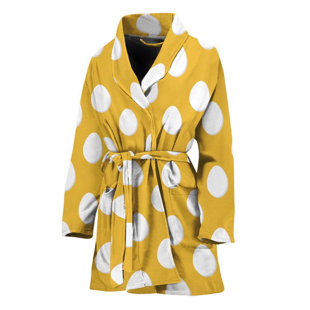 Yellow Eggs Pattern Print Women's Bathrobe