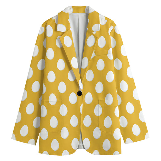 Yellow Eggs Pattern Print Women's Blazer