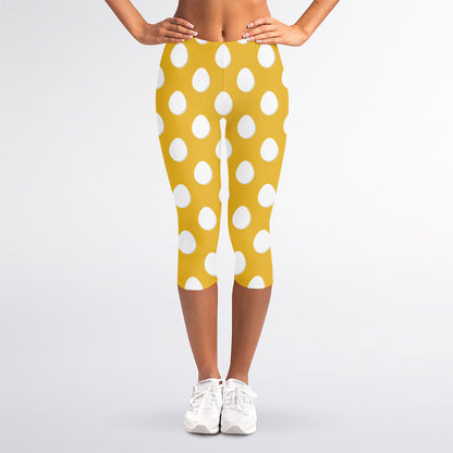 Yellow Eggs Pattern Print Women's Capri Leggings