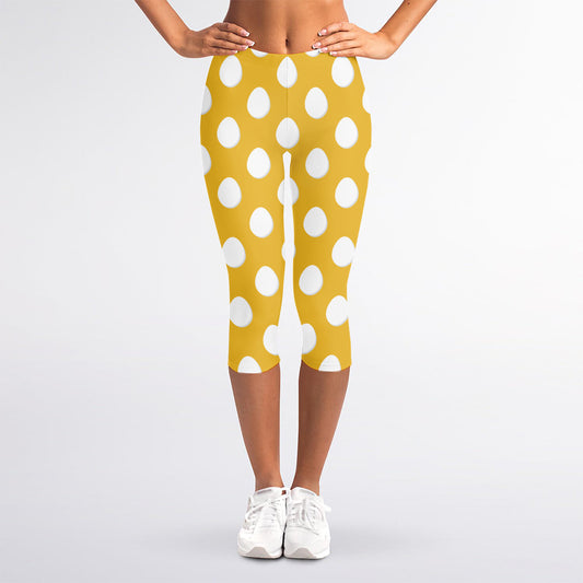 Yellow Eggs Pattern Print Women's Capri Leggings