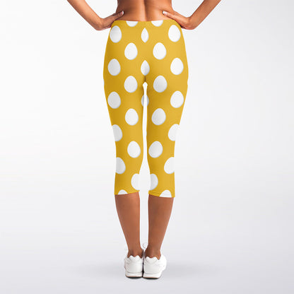 Yellow Eggs Pattern Print Women's Capri Leggings