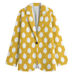 Yellow Eggs Pattern Print Women's Cotton Blazer