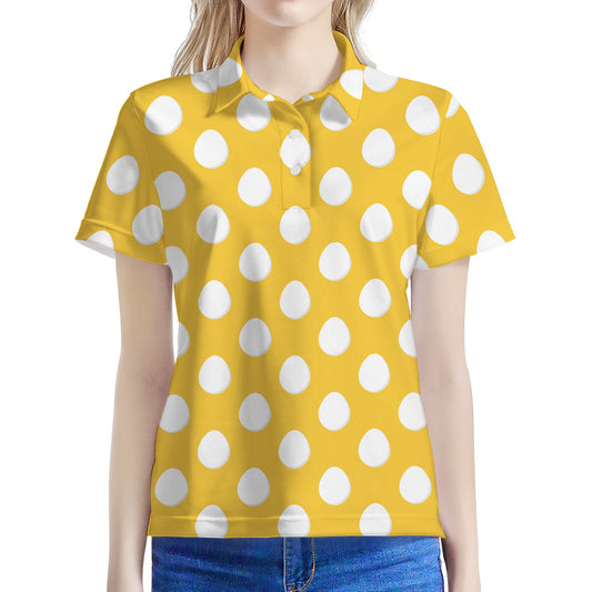Yellow Eggs Pattern Print Women's Polo Shirt