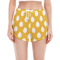 Yellow Eggs Pattern Print Women's Split Running Shorts