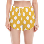 Yellow Eggs Pattern Print Women's Split Running Shorts