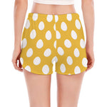 Yellow Eggs Pattern Print Women's Split Running Shorts
