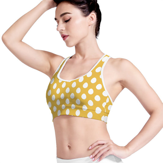 Yellow Eggs Pattern Print Women's Sports Bra