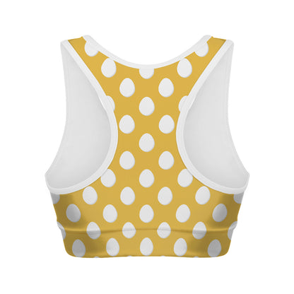 Yellow Eggs Pattern Print Women's Sports Bra