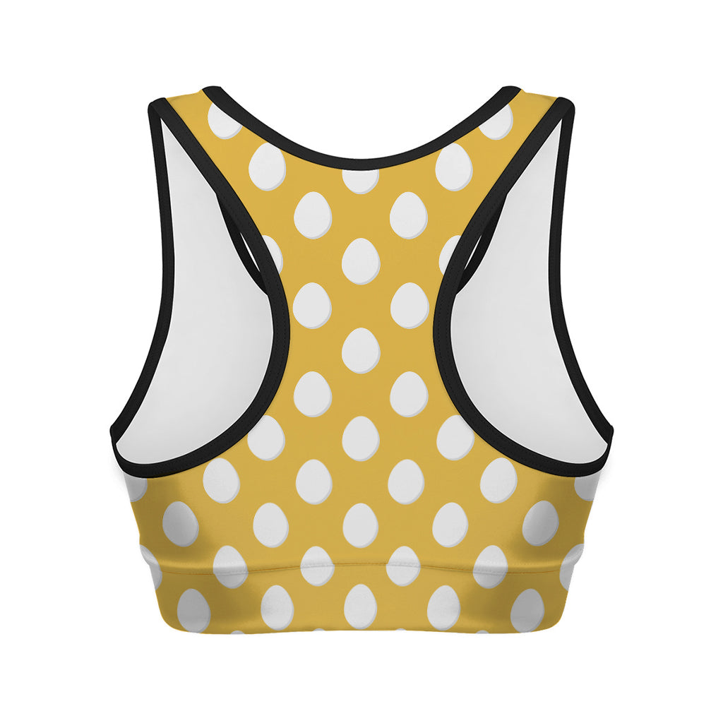 Yellow Eggs Pattern Print Women's Sports Bra