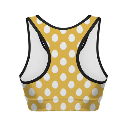 Yellow Eggs Pattern Print Women's Sports Bra