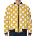 Yellow Eggs Pattern Print Zip Sleeve Bomber Jacket