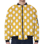 Yellow Eggs Pattern Print Zip Sleeve Bomber Jacket