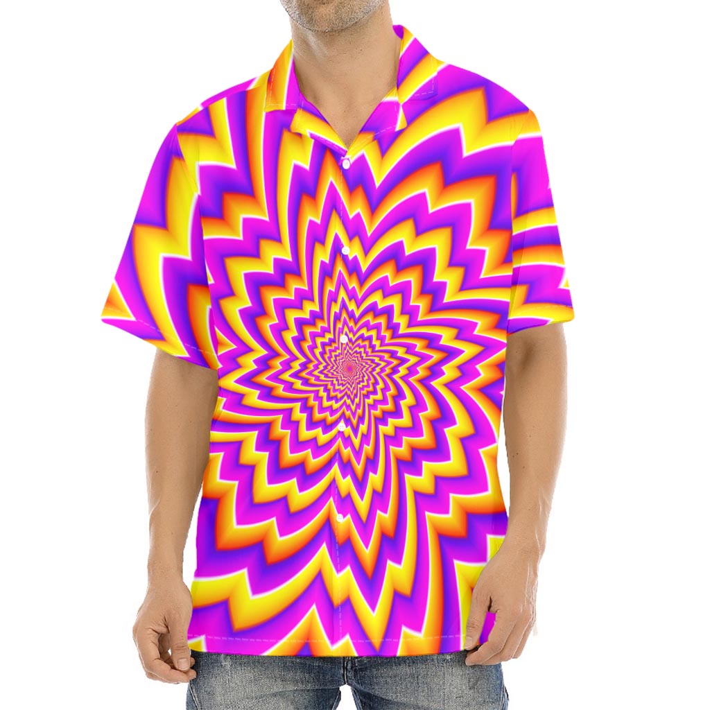 Yellow Expansion Moving Optical Illusion Aloha Shirt