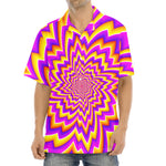 Yellow Expansion Moving Optical Illusion Aloha Shirt