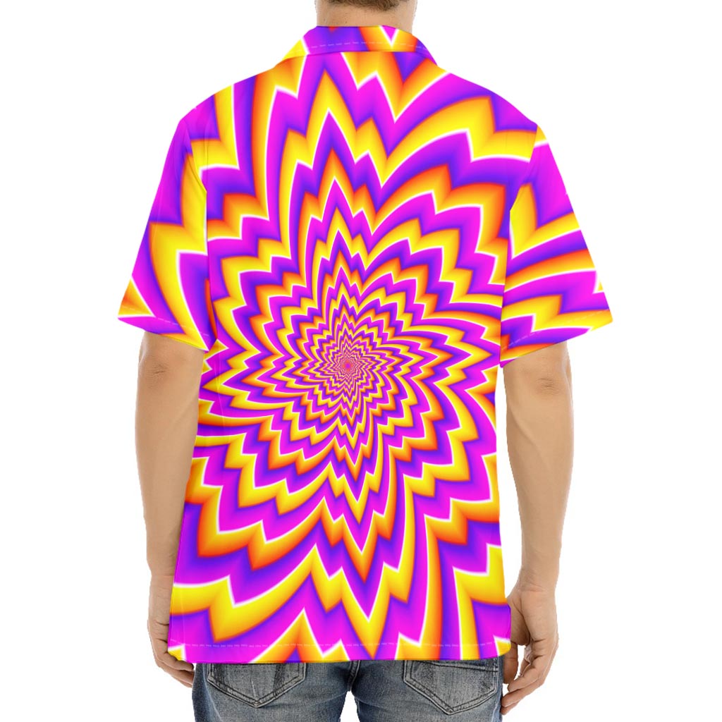 Yellow Expansion Moving Optical Illusion Aloha Shirt