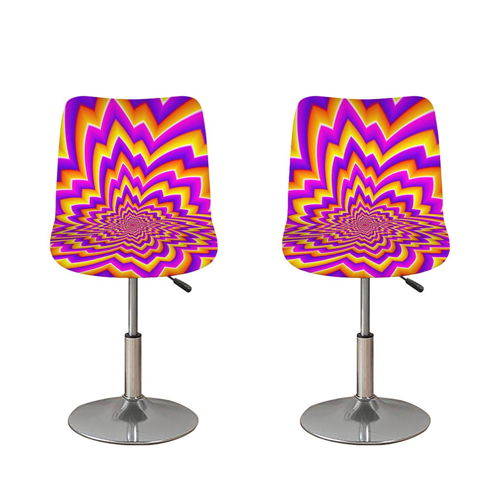 Yellow Expansion Moving Optical Illusion Bar Stool Covers