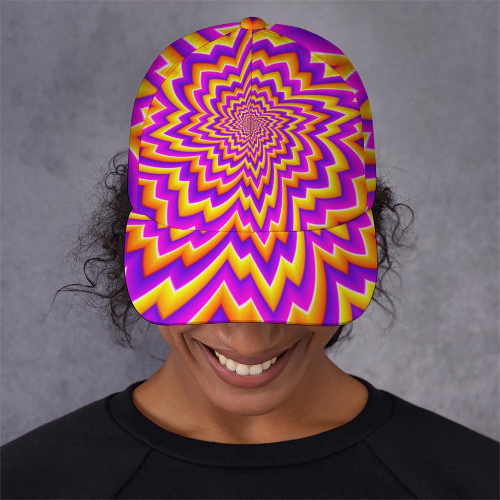 Yellow Expansion Moving Optical Illusion Baseball Cap