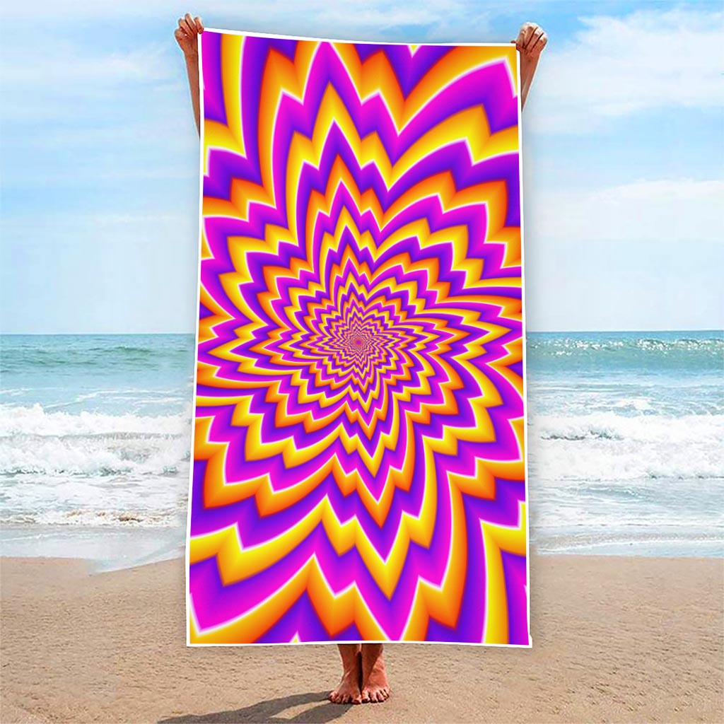 Yellow Expansion Moving Optical Illusion Beach Towel