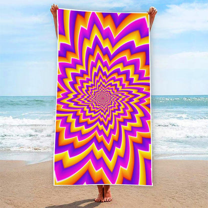 Yellow Expansion Moving Optical Illusion Beach Towel