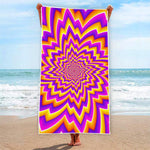 Yellow Expansion Moving Optical Illusion Beach Towel