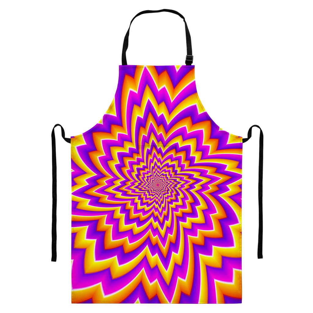 Yellow Expansion Moving Optical Illusion Bib Apron With Pocket