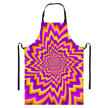 Yellow Expansion Moving Optical Illusion Bib Apron With Pocket