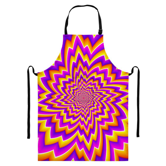 Yellow Expansion Moving Optical Illusion Bib Apron With Pocket