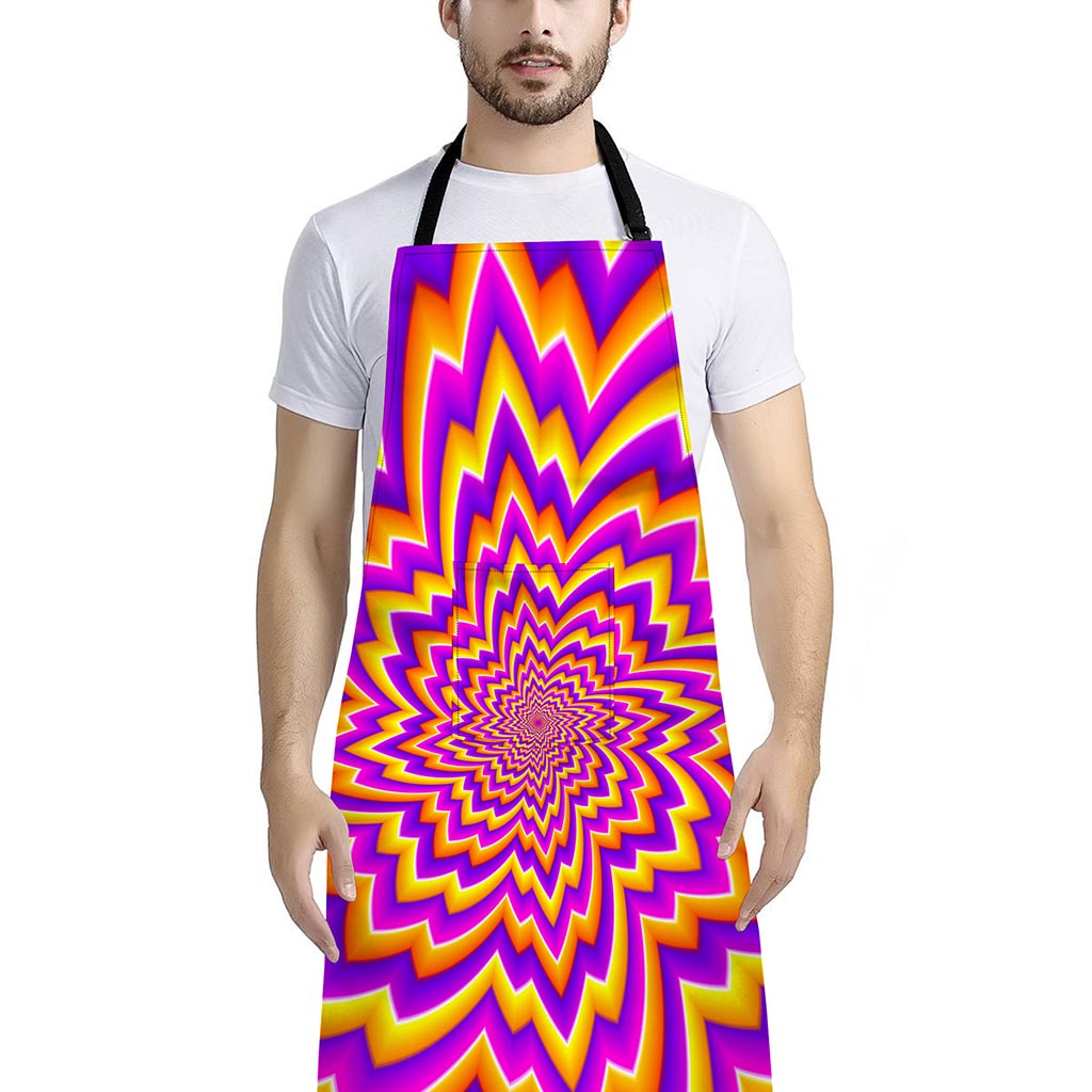 Yellow Expansion Moving Optical Illusion Bib Apron With Pocket