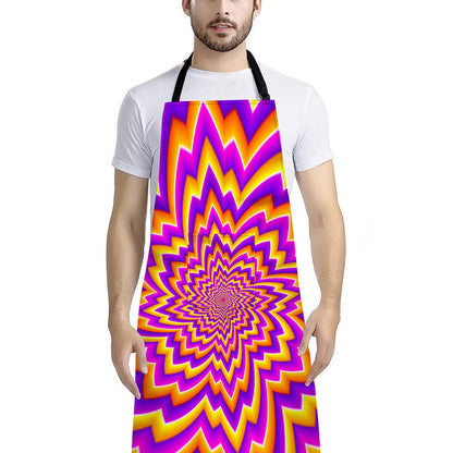 Yellow Expansion Moving Optical Illusion Bib Apron With Pocket
