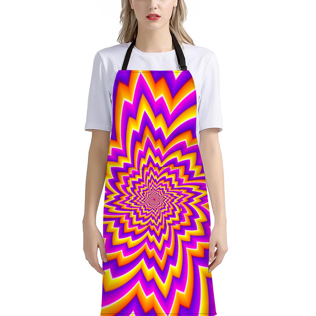 Yellow Expansion Moving Optical Illusion Bib Apron With Pocket
