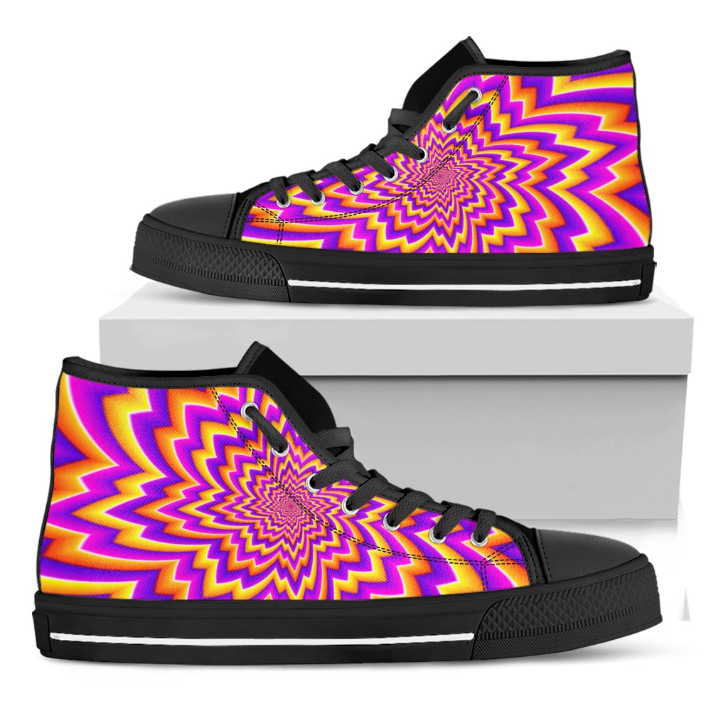 Yellow Expansion Moving Optical Illusion Black High Top Sneakers