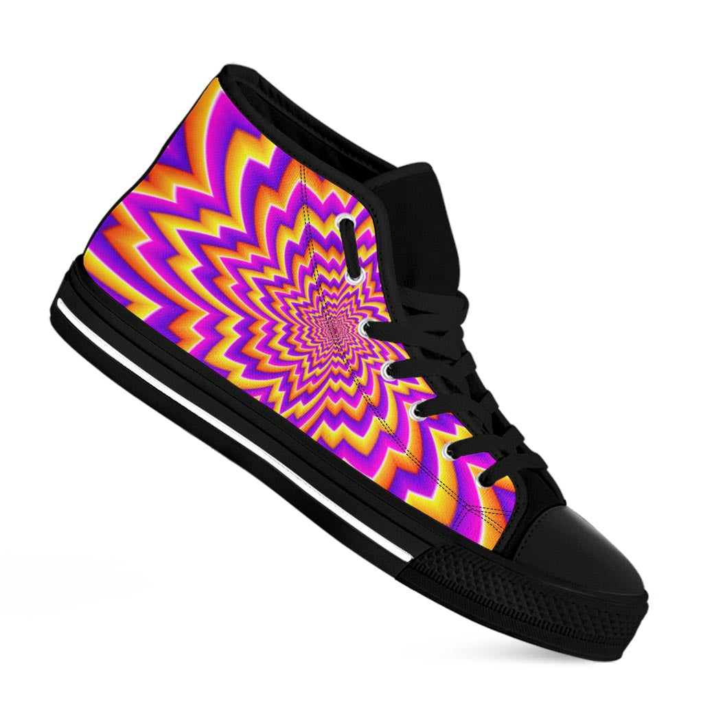 Yellow Expansion Moving Optical Illusion Black High Top Sneakers