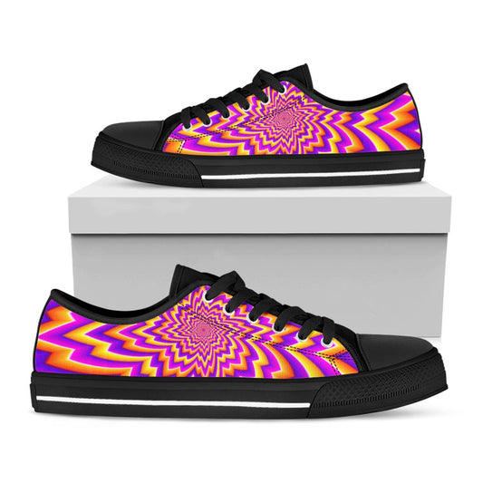 Yellow Expansion Moving Optical Illusion Black Low Top Sneakers