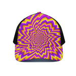 Yellow Expansion Moving Optical Illusion Black Mesh Trucker Cap