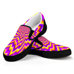 Yellow Expansion Moving Optical Illusion Black Slip On Sneakers