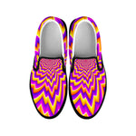 Yellow Expansion Moving Optical Illusion Black Slip On Sneakers