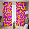 Yellow Expansion Moving Optical Illusion Dimout Pencil Pleat Curtains