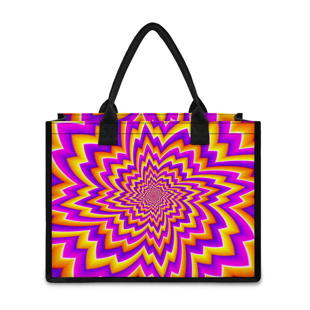 Yellow Expansion Moving Optical Illusion Canvas Tote Bag