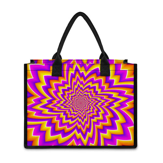 Yellow Expansion Moving Optical Illusion Canvas Tote Bag
