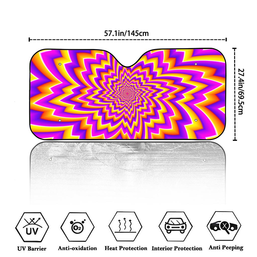 Yellow Expansion Moving Optical Illusion Car Windshield Sun Shade