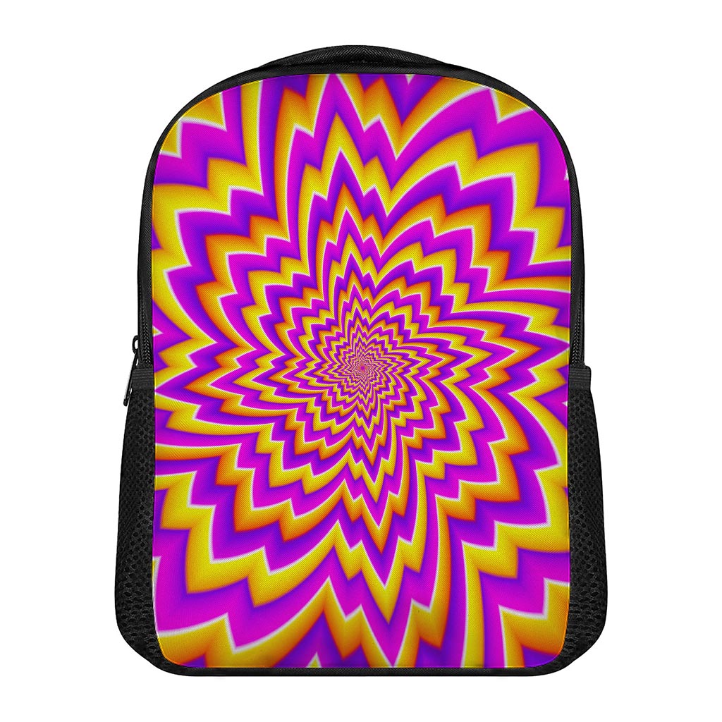 Yellow Expansion Moving Optical Illusion Casual Backpack