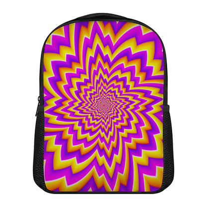 Yellow Expansion Moving Optical Illusion Casual Backpack