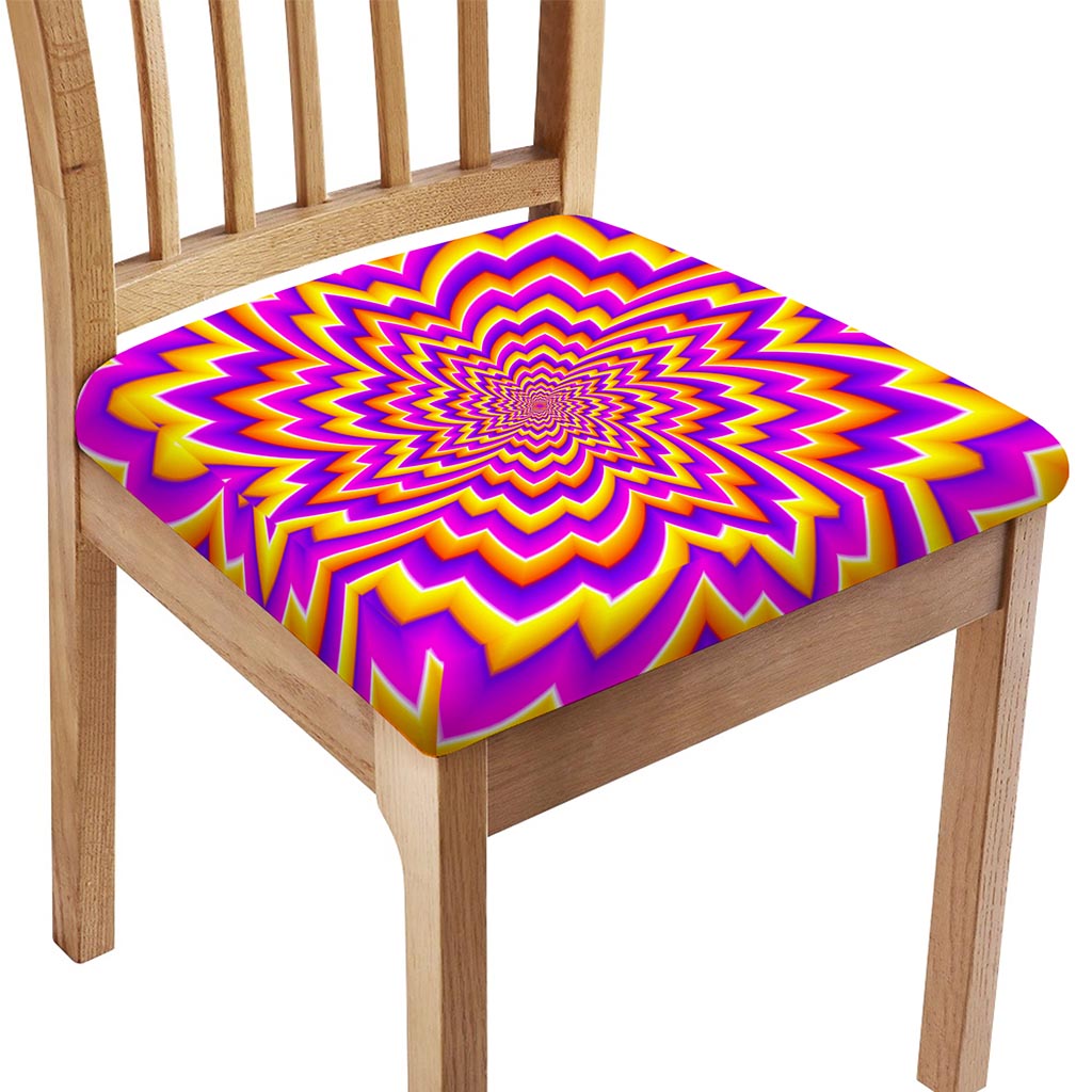 Yellow Expansion Moving Optical Illusion Chair Cushion Cover