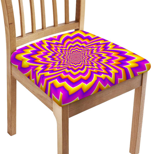 Yellow Expansion Moving Optical Illusion Chair Cushion Cover