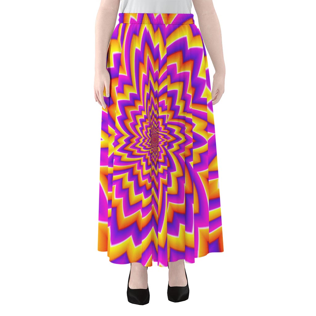 Yellow Expansion Moving Optical Illusion Chiffon Maxi Skirt