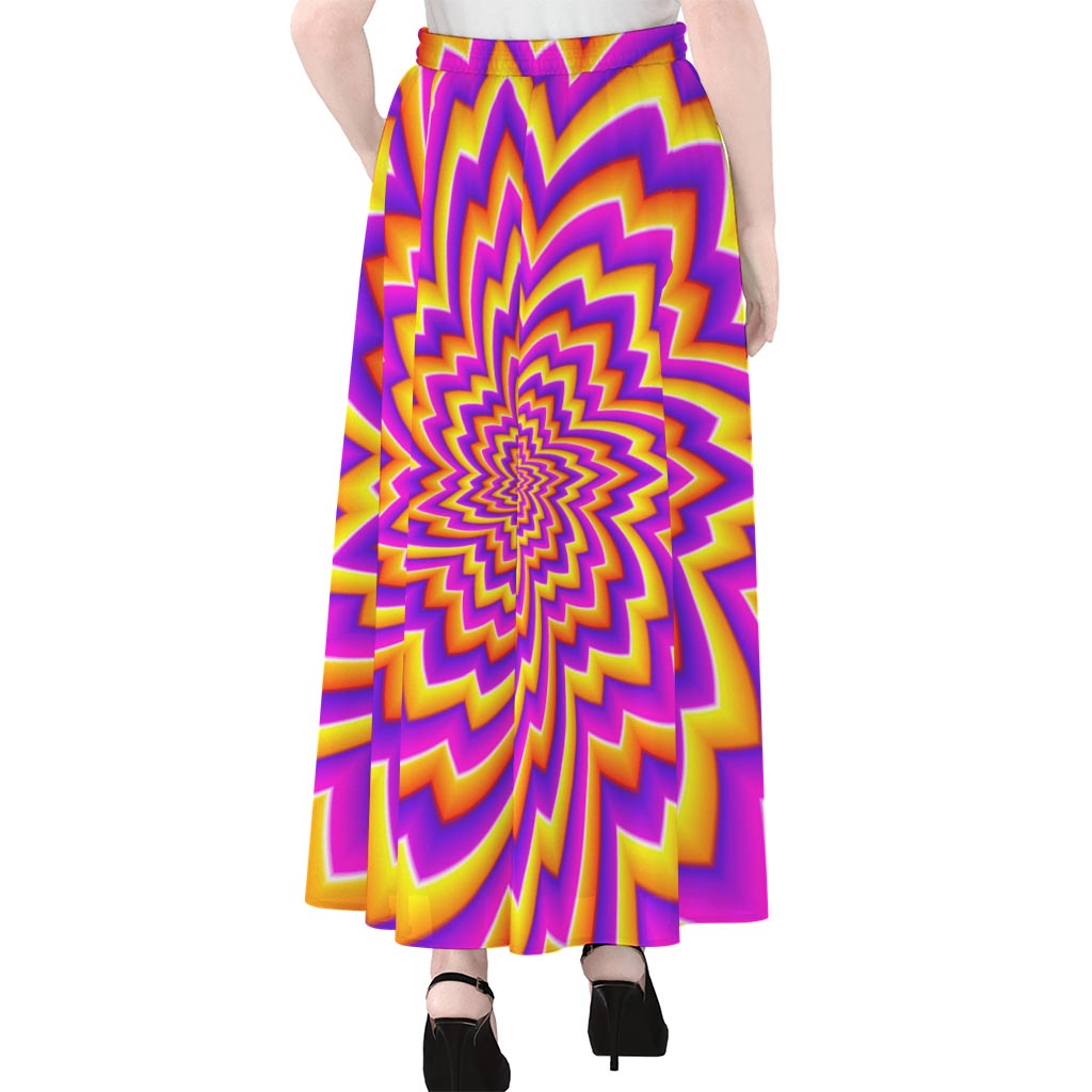 Yellow Expansion Moving Optical Illusion Chiffon Maxi Skirt