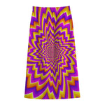 Yellow Expansion Moving Optical Illusion Cotton Front Slit Maxi Skirt