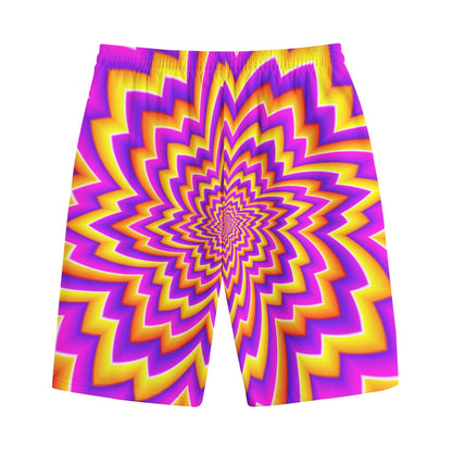 Yellow Expansion Moving Optical Illusion Cotton Shorts