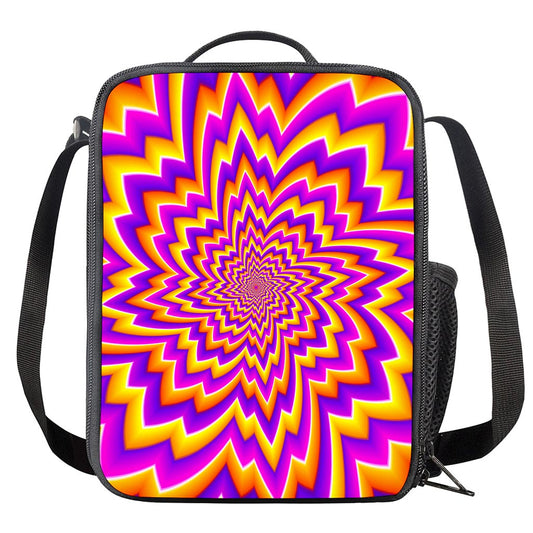 Yellow Expansion Moving Optical Illusion Crossbody Lunch Bag